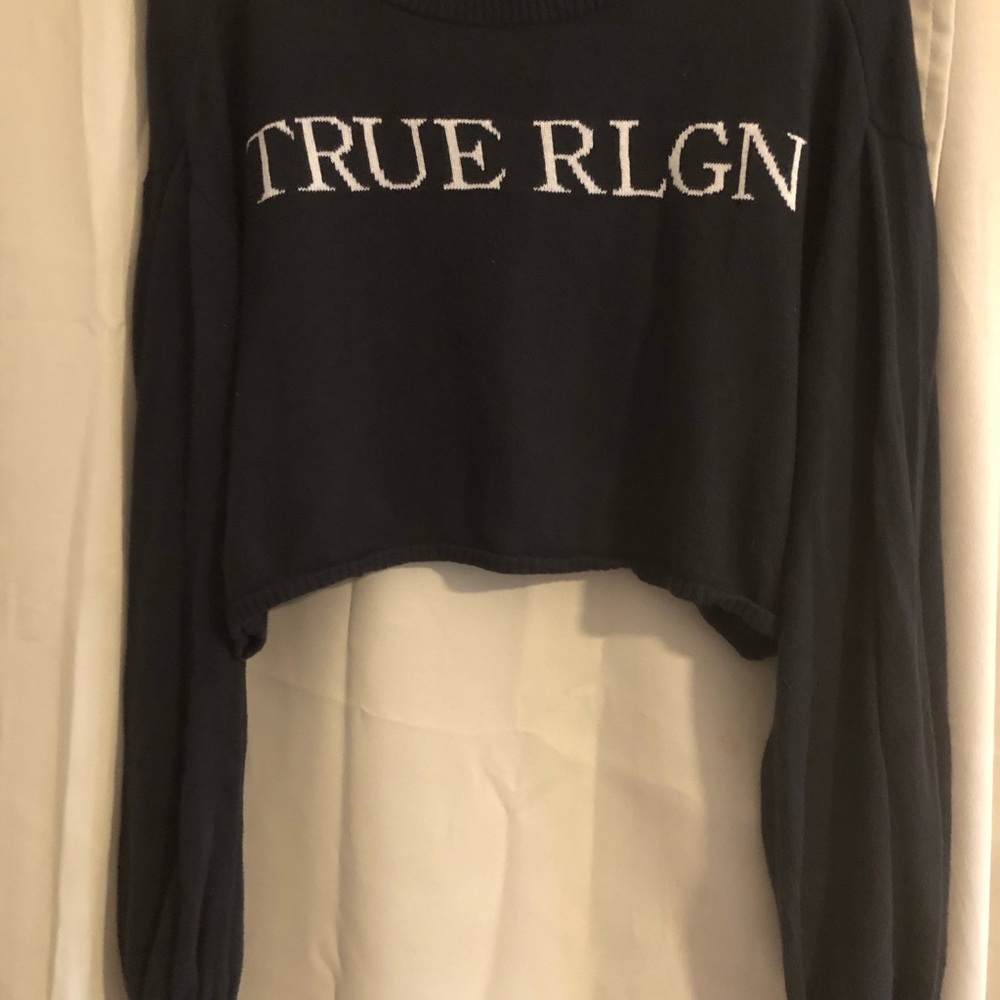 TRUE RELIGION | CROP LOGO SWEATER Dark Navy Blue - Picture 8 of 9